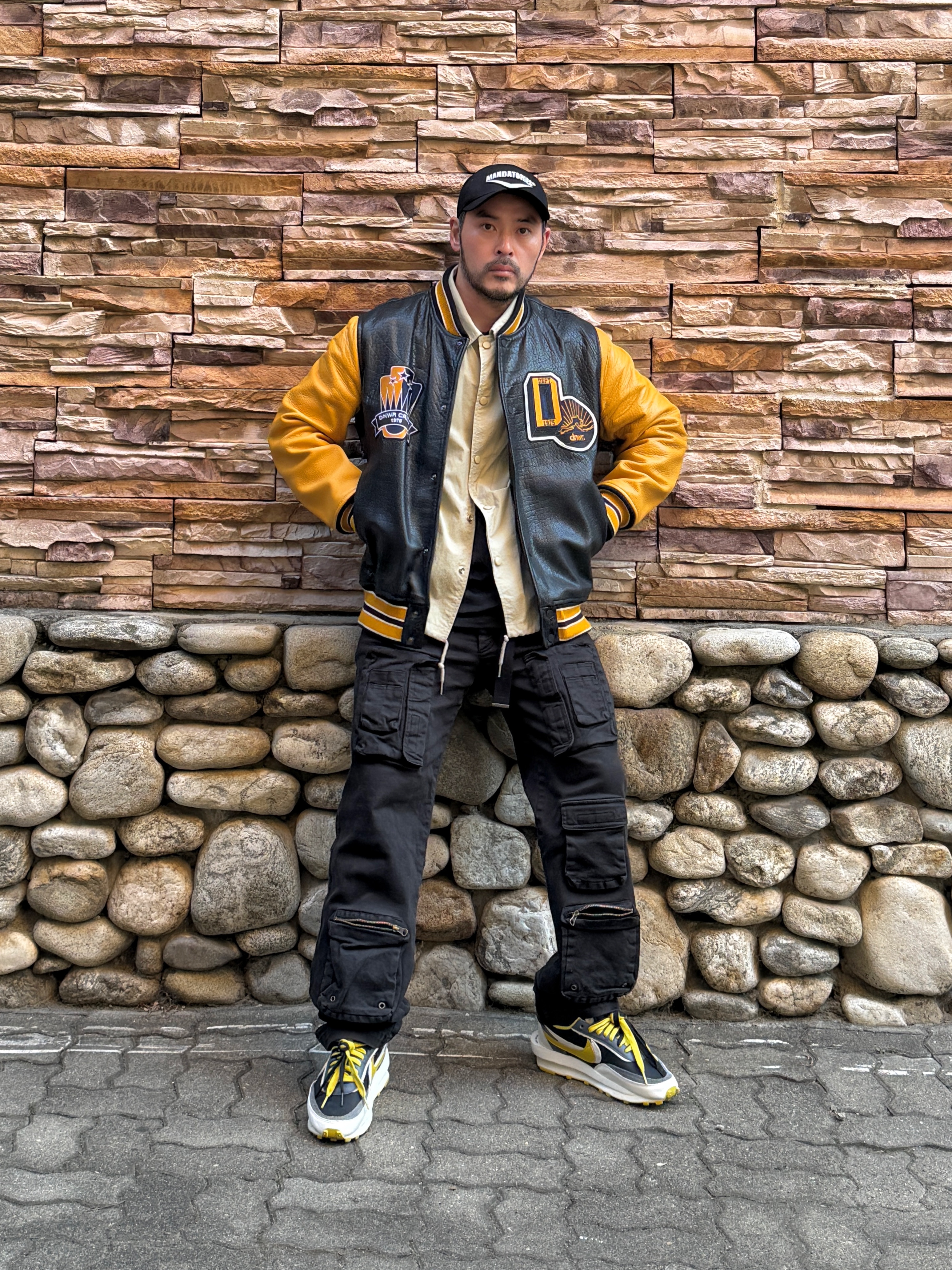 Nike x Sacai x Undercover LDWaffle Black Bright Citron 착용 스타일 - 1