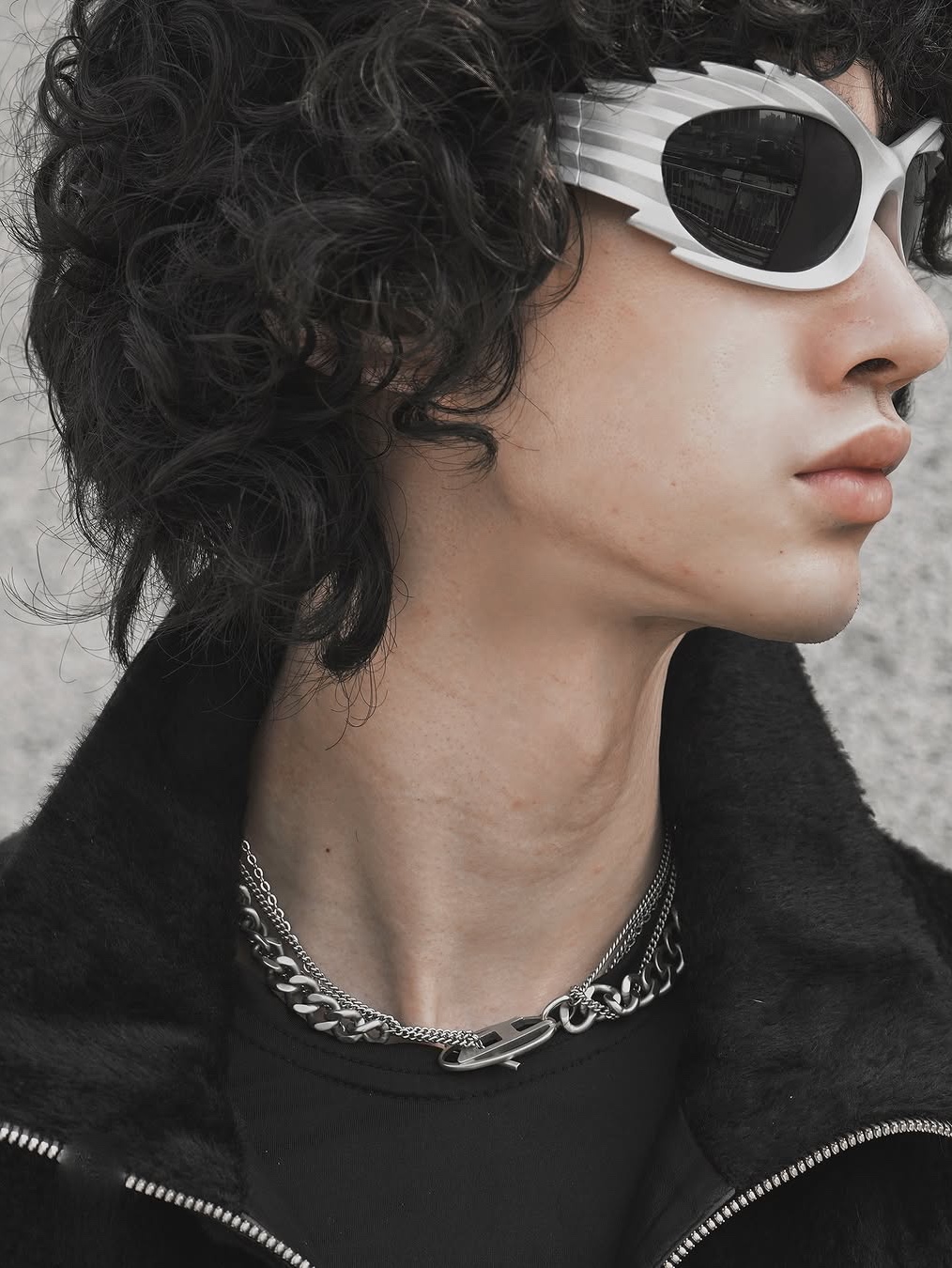 Diesel Dx1549040 Stainless Steel Chain Necklace Silver 착용 스타일