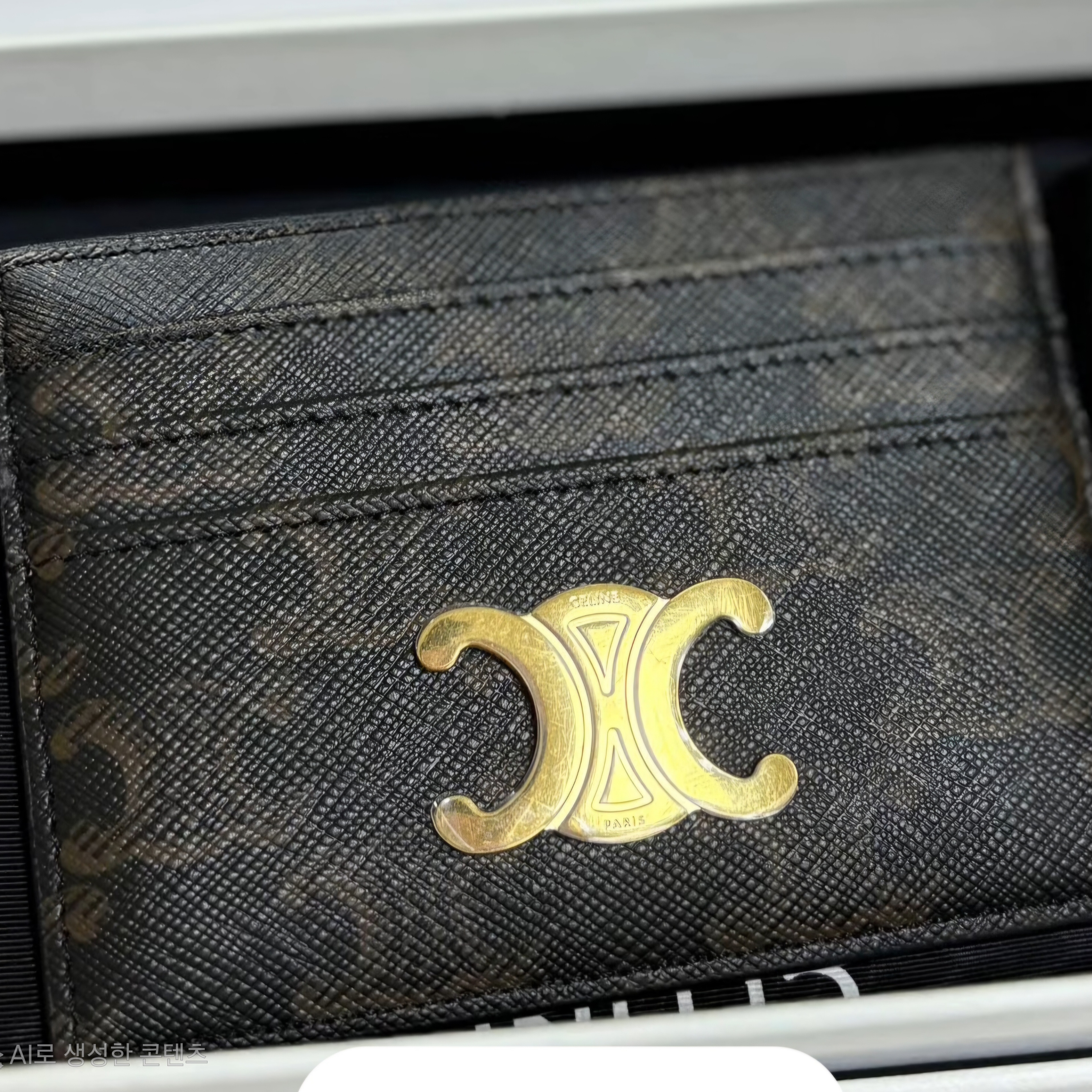 Celine Triomphe Card Holder in Triomphe Canvas Tan 착용 스타일