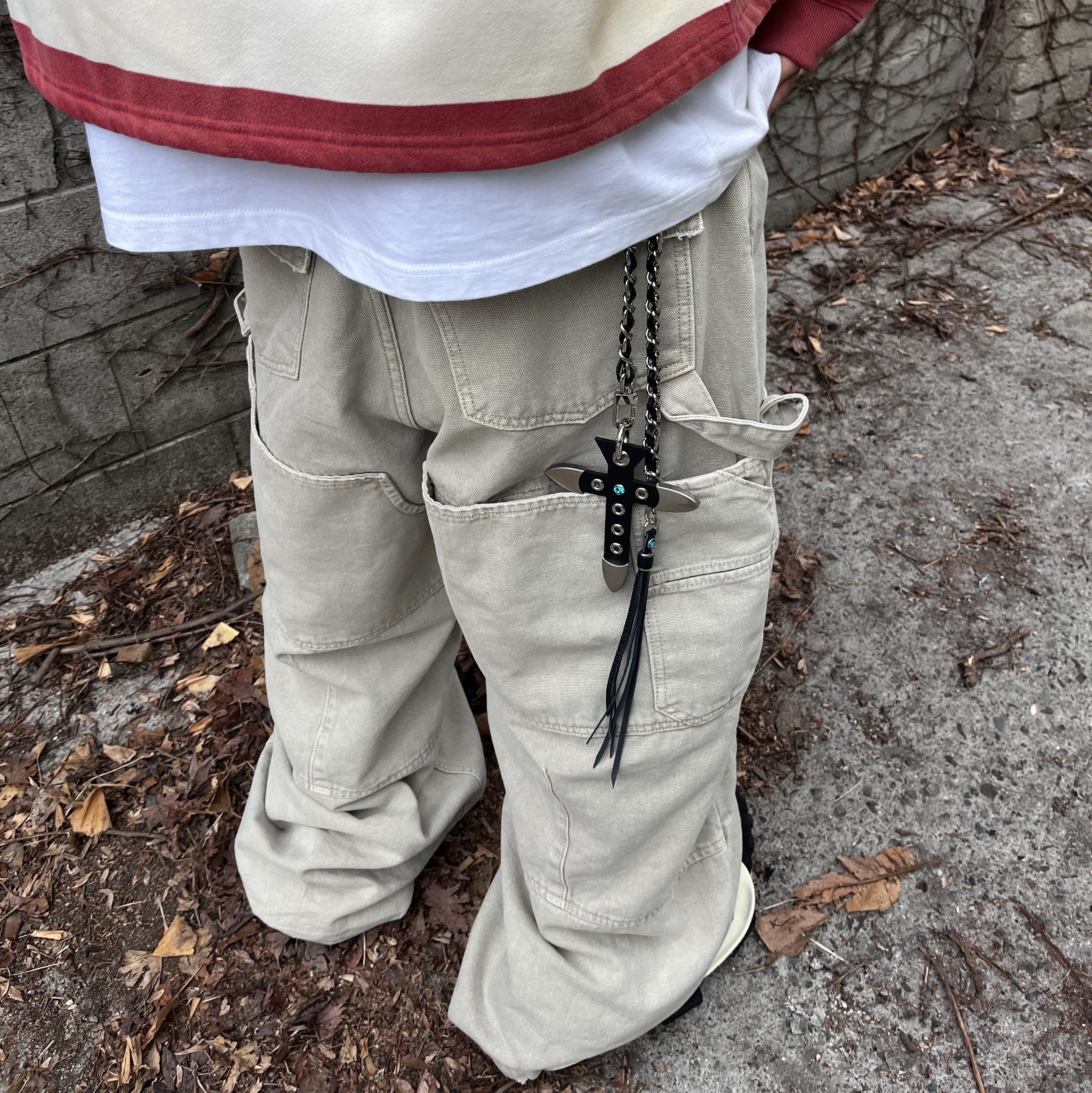 Nonnod Double Knee Cover Pants Vintage Beige, Nike x Cactus Plant Flea Market Air Flea 2 Faded Spruce 착용 스타일 - 3