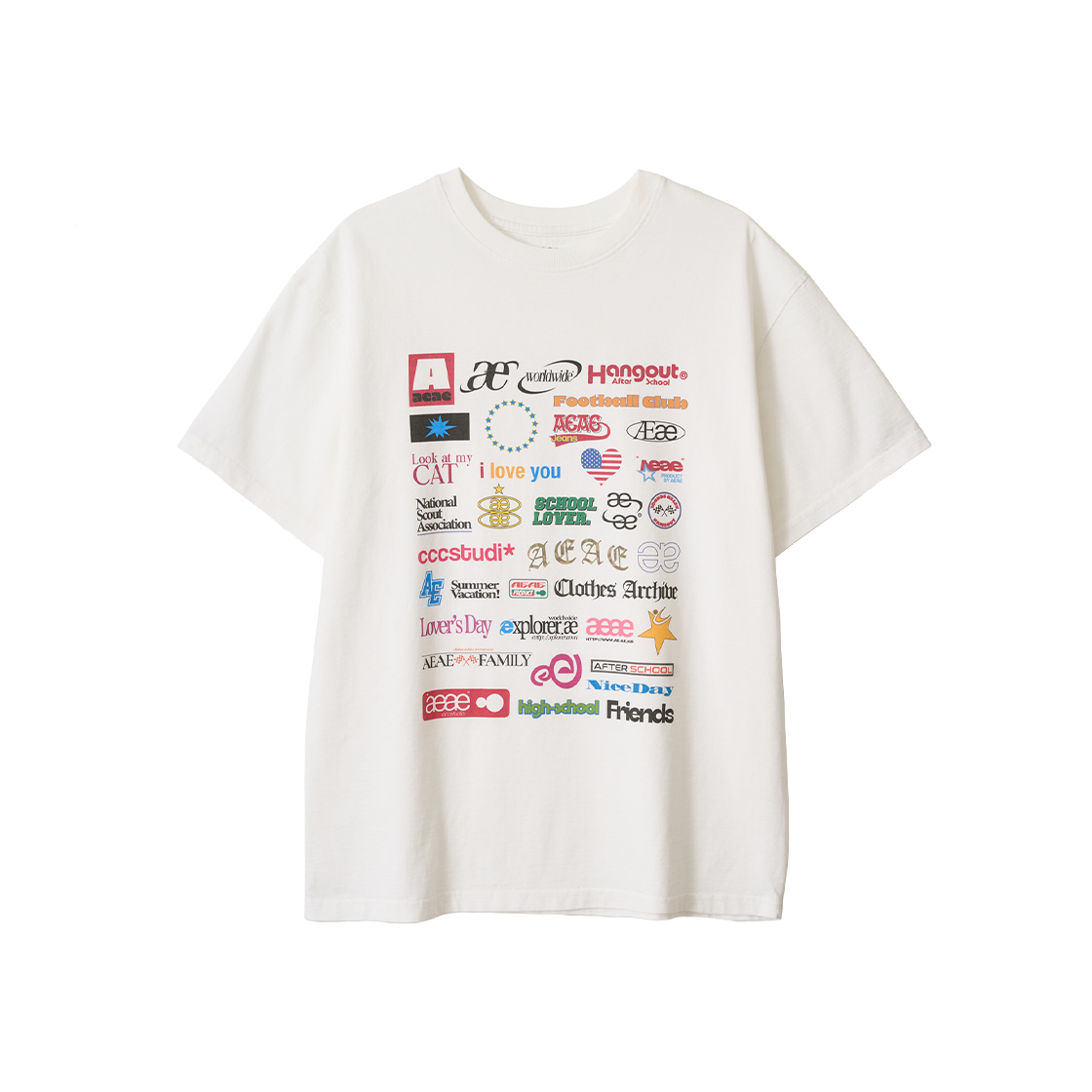에이이에이이 스티커 티셔츠 화이트(AEAE Sticker T-Shirts White)