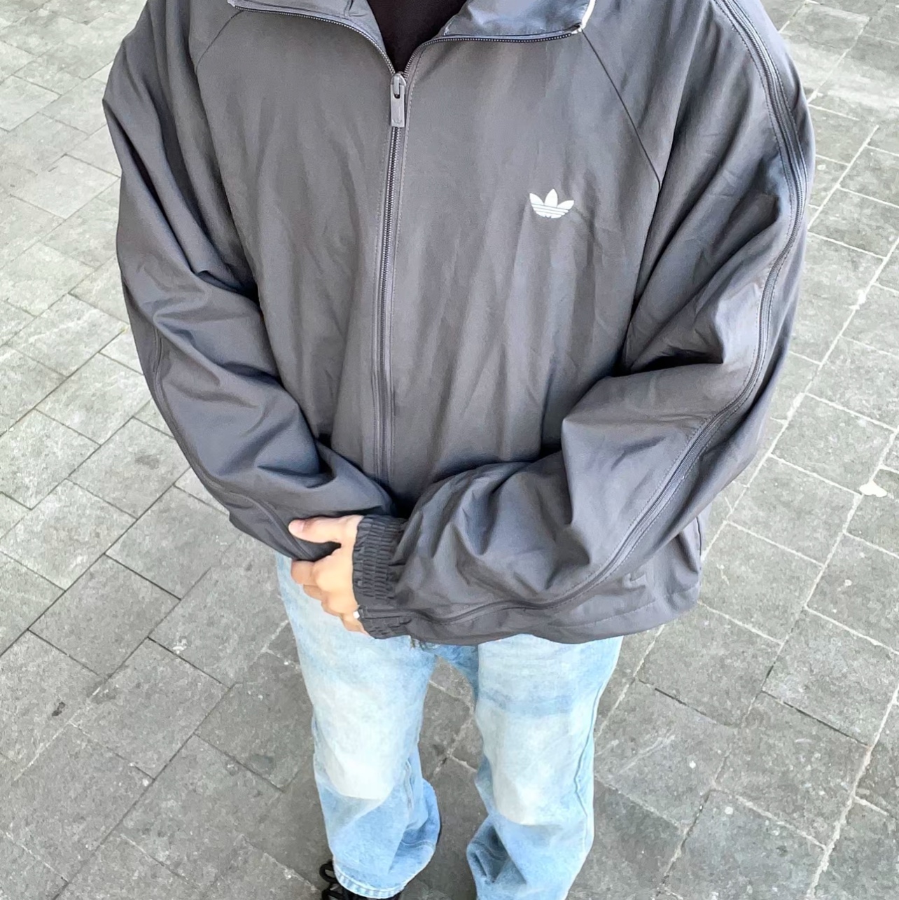 (W) Adidas Adilenium Season 3 Zip Track Top Grey Five - KR Sizing 착용 스타일