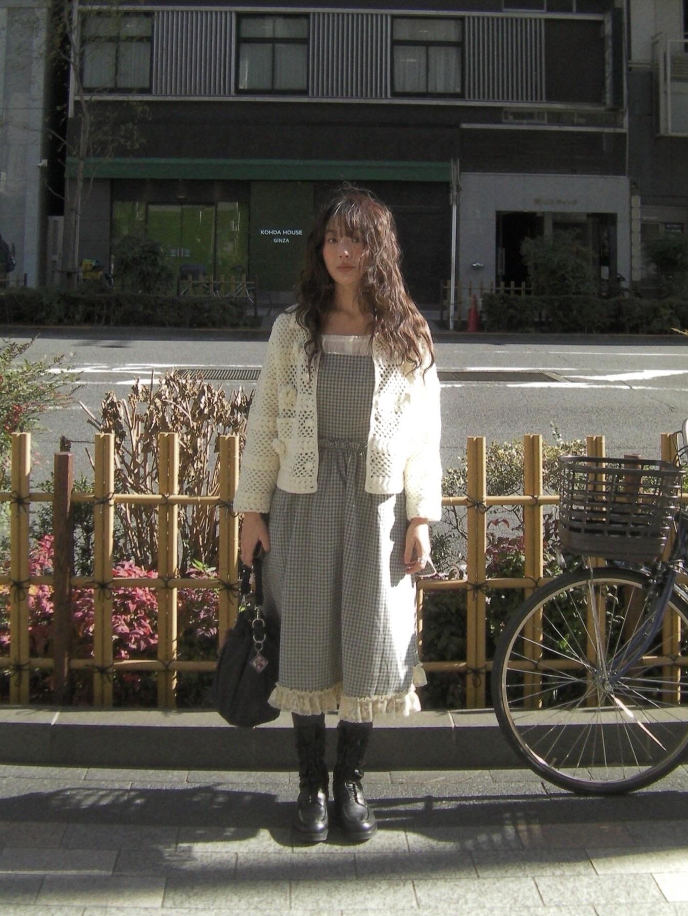 FLETTA Cotton Check Lace Overall 착용 스타일 - 3