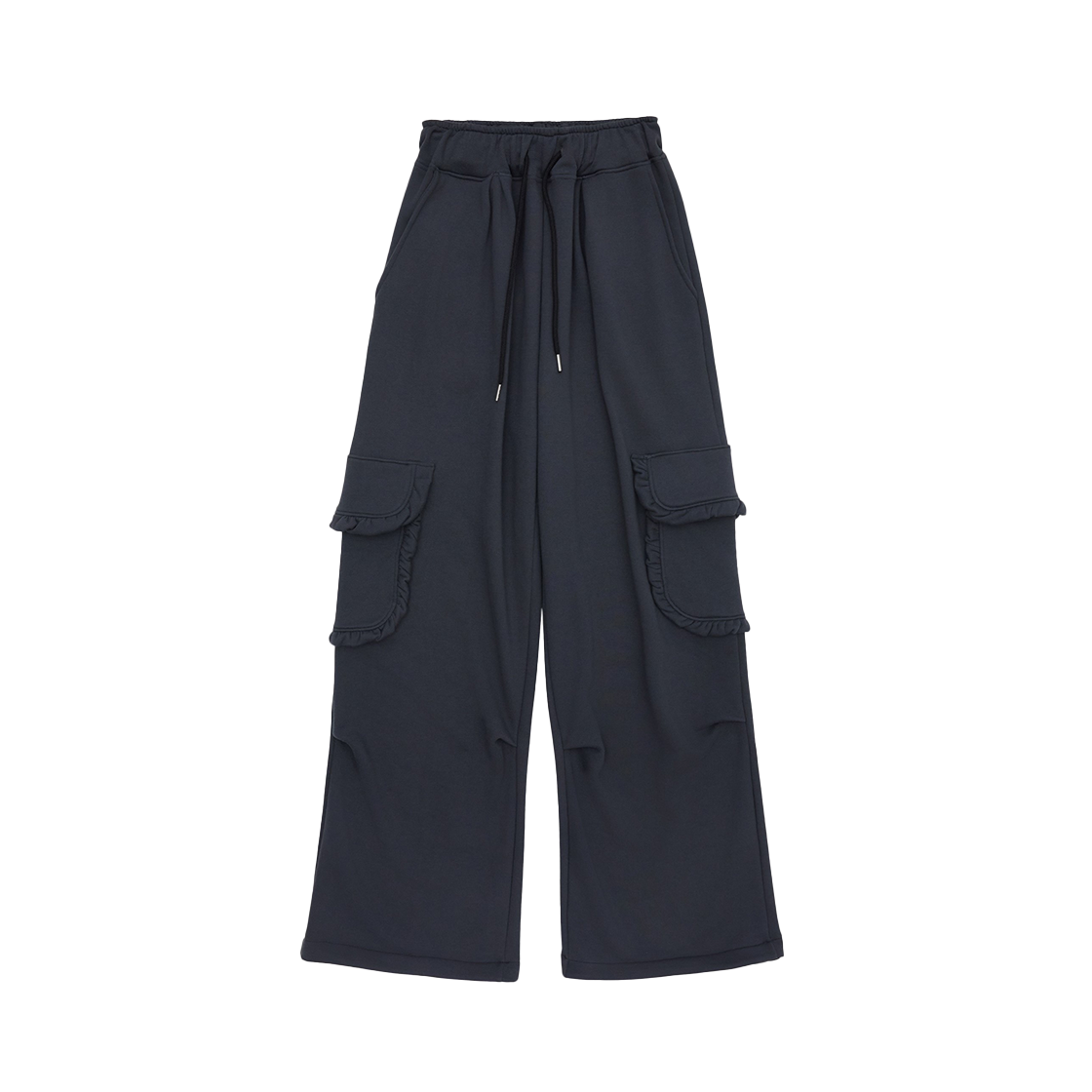 NASS25PT01CH Naaieen Frill Pocket Wide Cargo Pants Charcoal