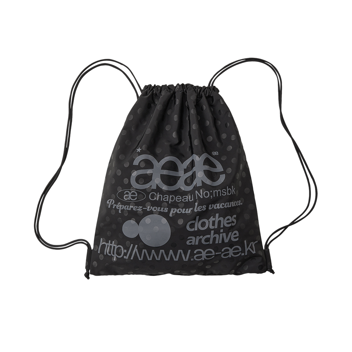 에이이에이이 웹 로고 도트 짐 색 블랙(AEAE Web Logo Dot Gym Sack Black)