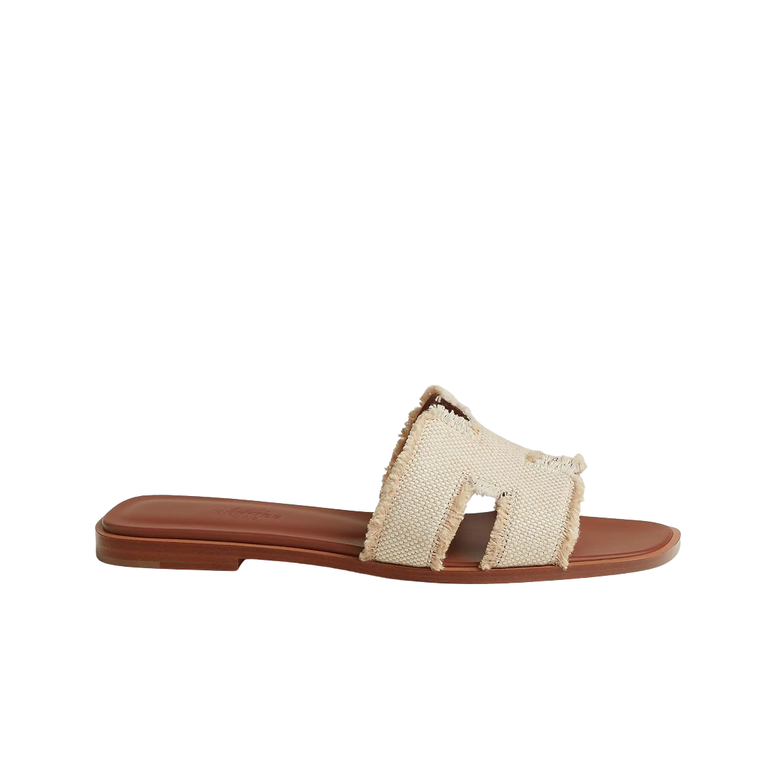 (W) 에르메스 오란 샌들 프린지 리넨 캔버스 & 베쥬((W) Hermes Oran Sandal Fringed Linen Canvas & Beige) - 1