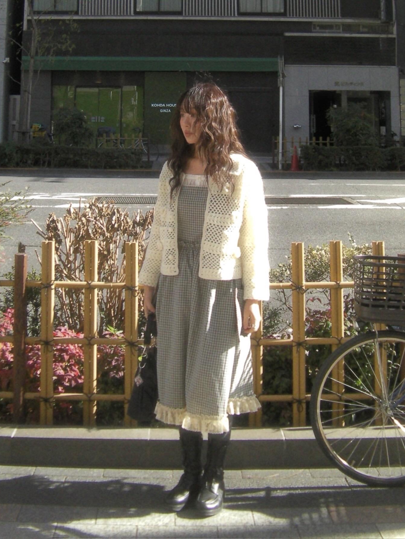 FLETTA Cotton Check Lace Overall 착용 스타일 - 2