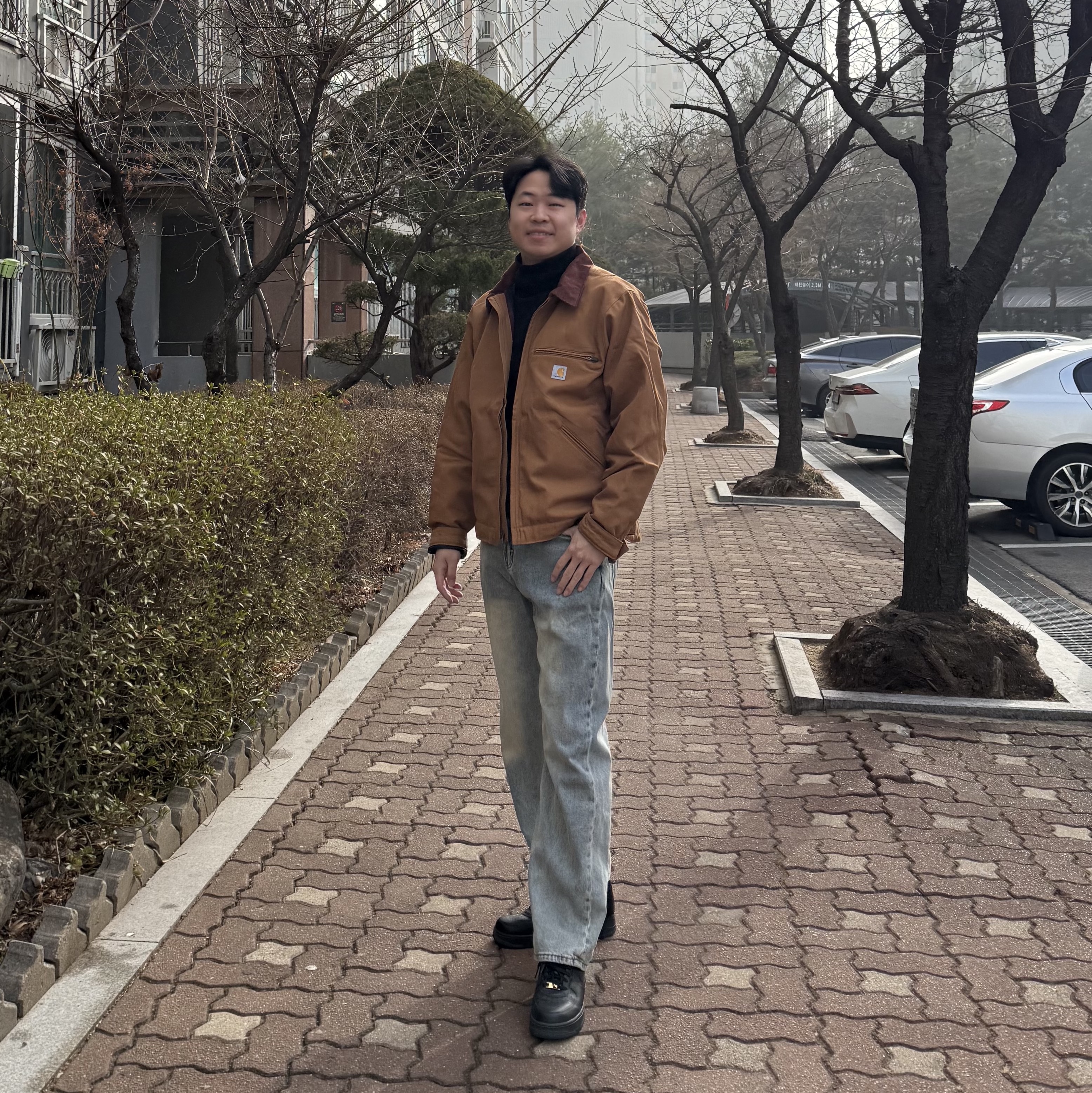 Carhartt Blanket Lined Relaxed Fit Regular Duck Detroit Jacket Carhartt Brown, Nike x Supreme Air Force 1 Low Black 착용 스타일