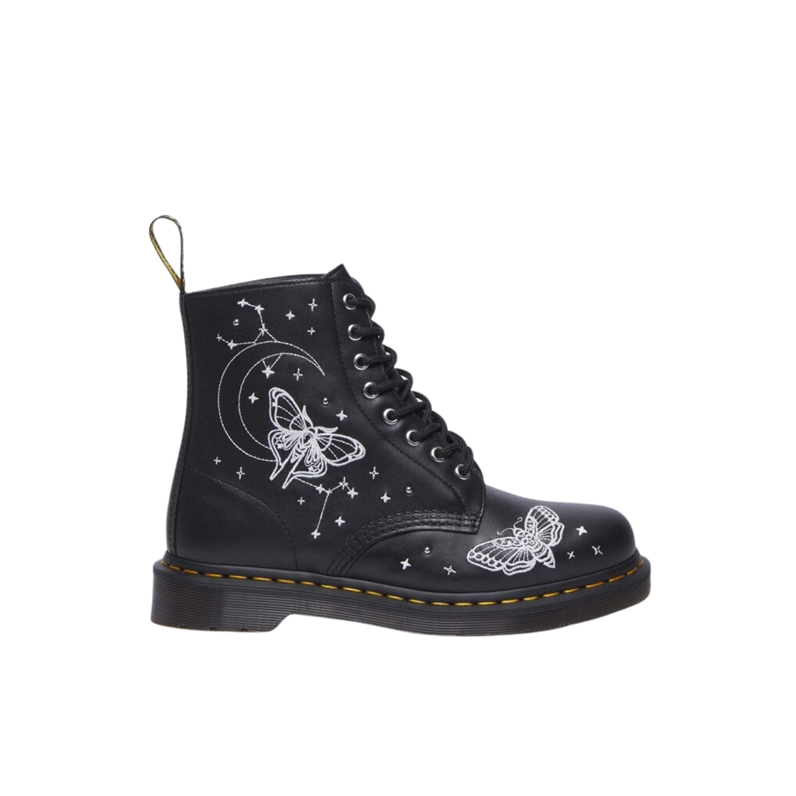 41658001 Dr. Martens 1460 Celestial Moth Embroidered Lace Up Boots Black
