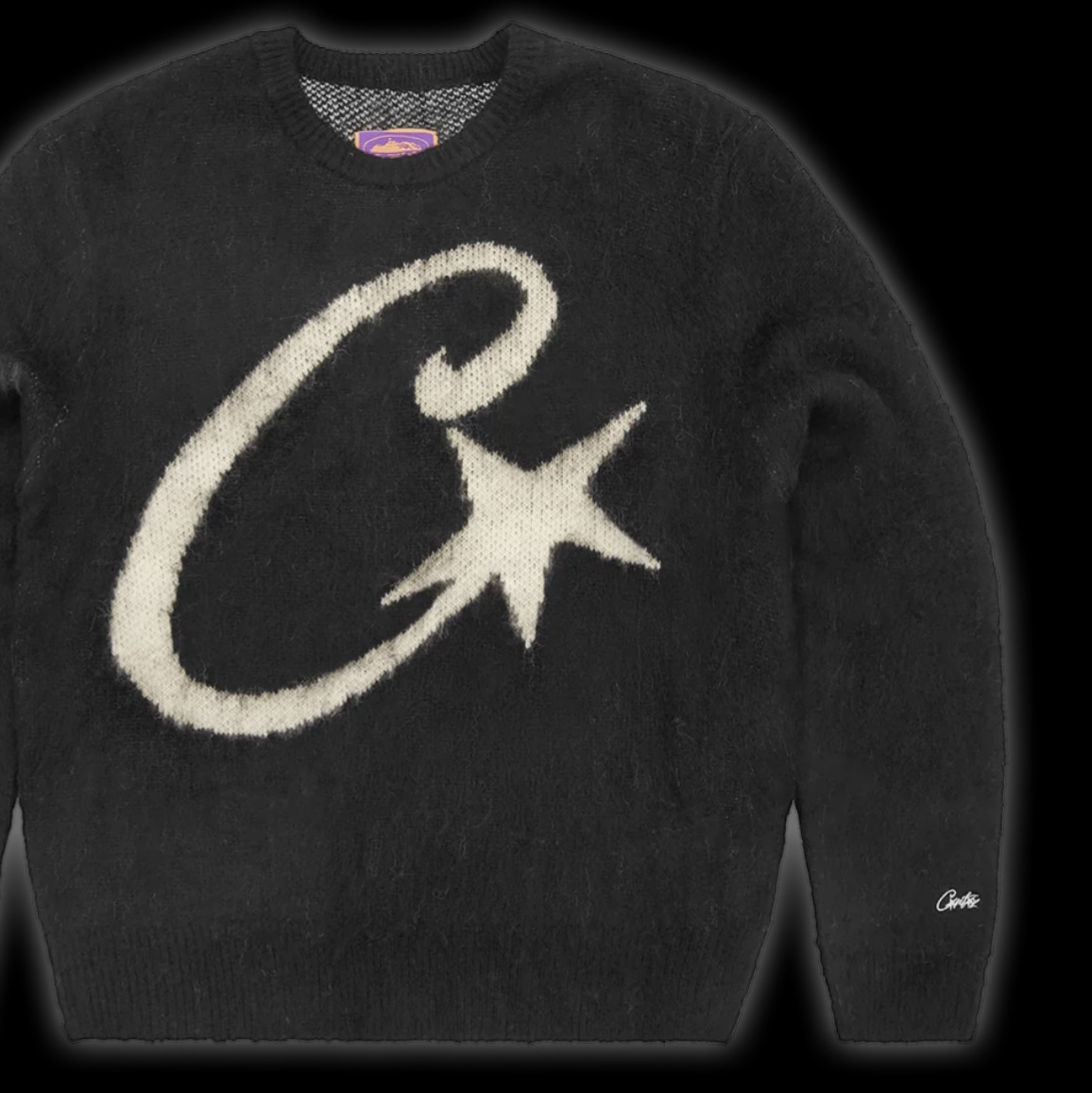 Corteiz C Star Mohair Knit Sweater Black 착용 스타일 - 1