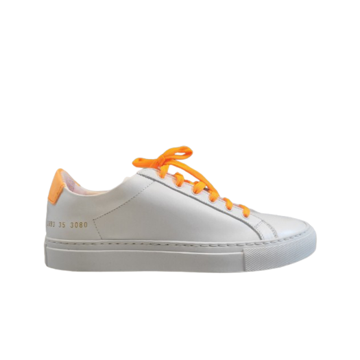 3893-3080 (W) Common Projects Retro Low Sneakers White Orange