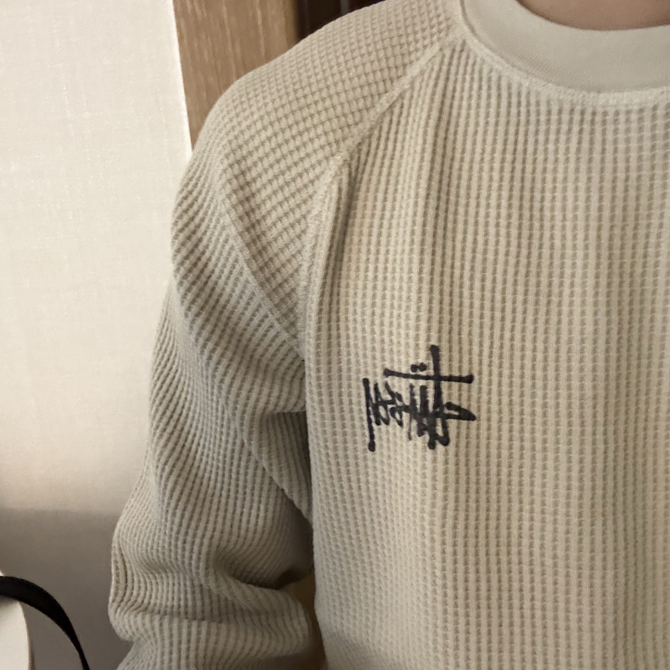 Stussy Raglan Thermal LS Crew Bone 착용 스타일