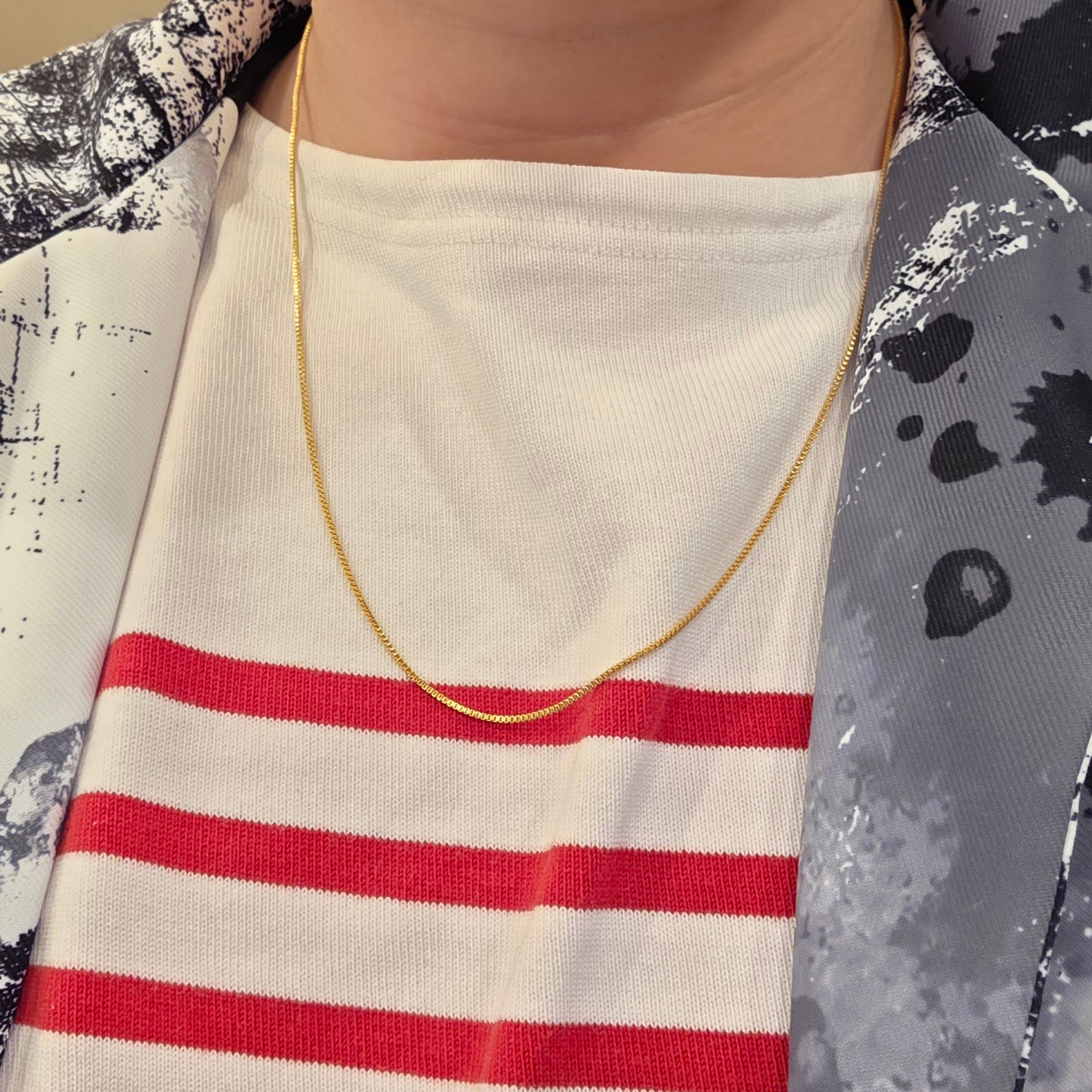 Crystal Haze Box Chain Gold 착용 스타일
