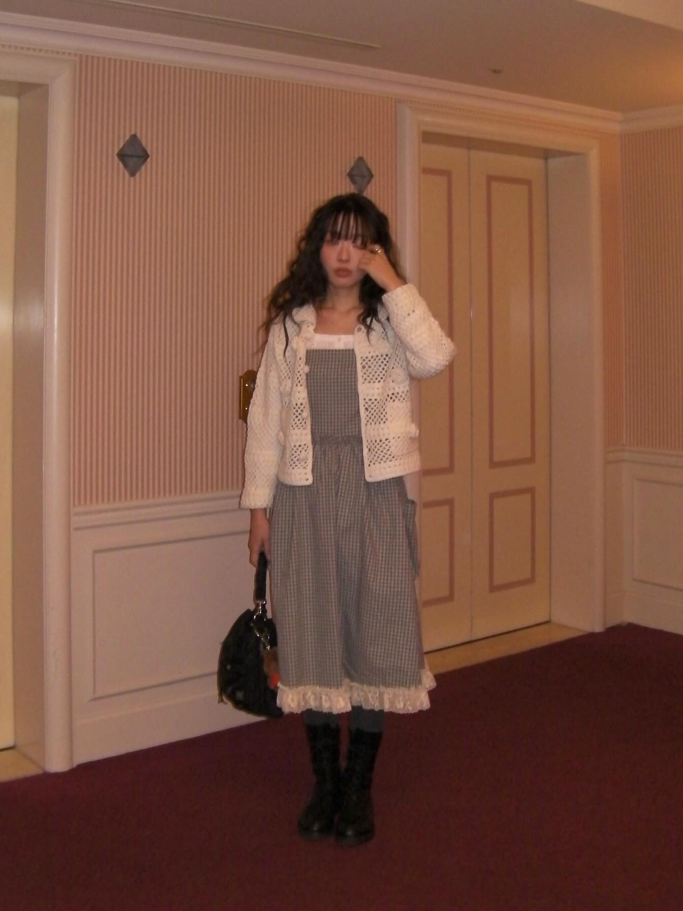FLETTA Cotton Check Lace Overall 착용 스타일 - 1