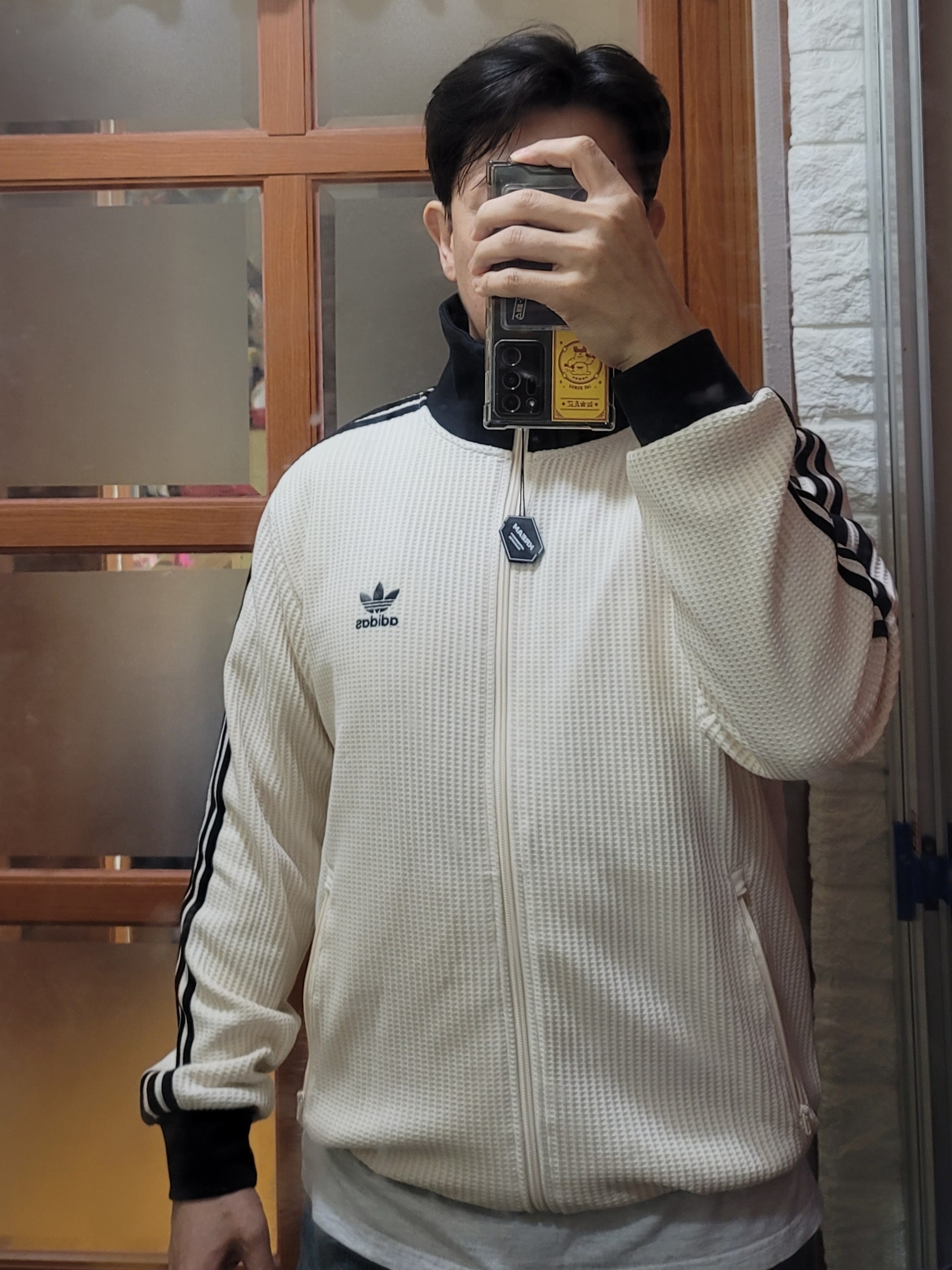 Adidas Waffle Beckenbauer Track Top Wonder White - KR Sizing 착용 스타일 - 2