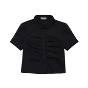 Naaieen Round Collar Short Sleeve Shirt Black