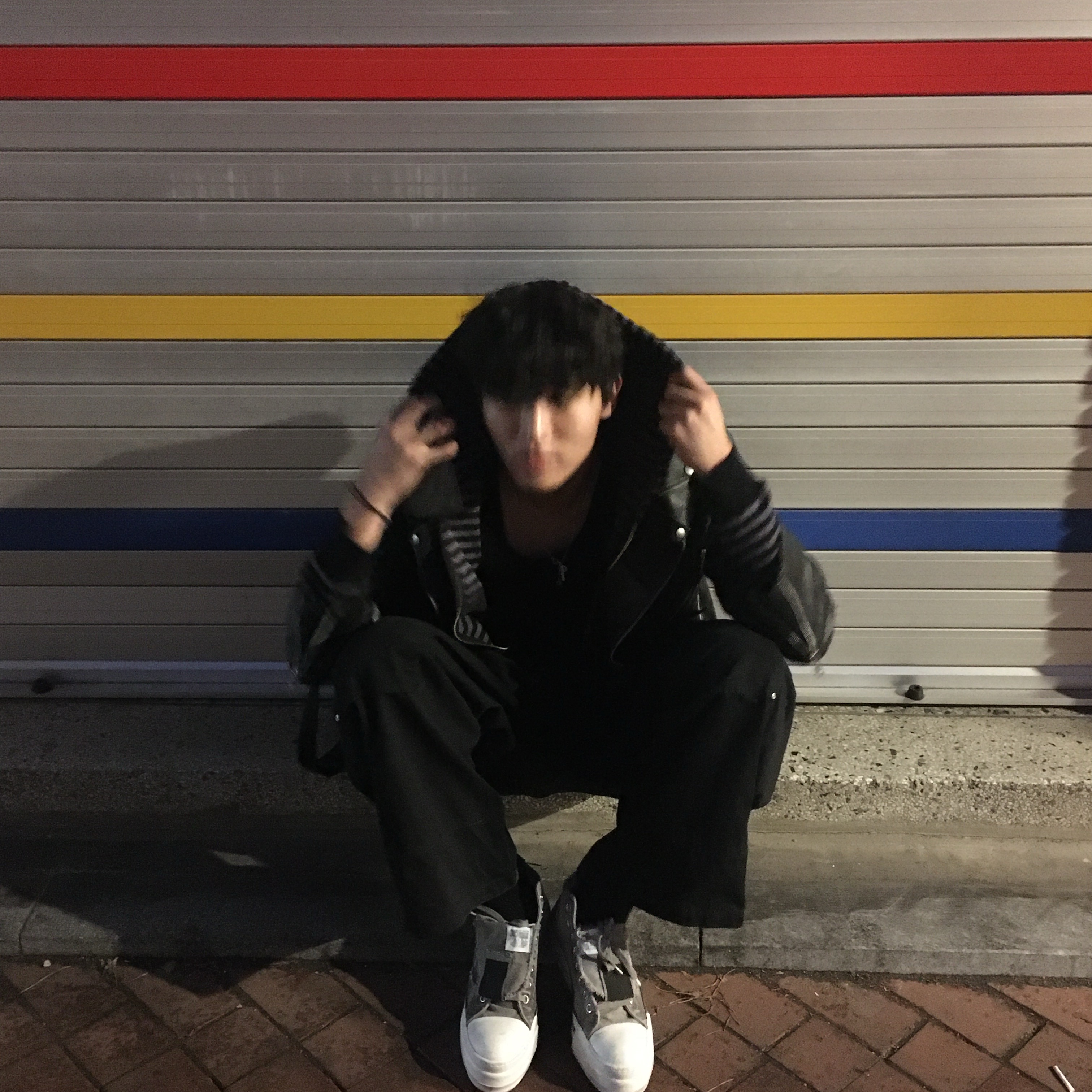 Haleine Distressed Rider Faux Leather Jacket Black (WJ107), Converse x Drkshdw DBL Drkstar Overdye Chuck 70 Hi Concrete 착용 스타일 - 4