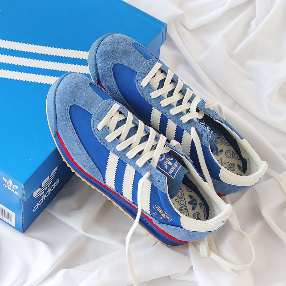 Adidas SL 72 RS Blue Core White 착용 스타일 - 2