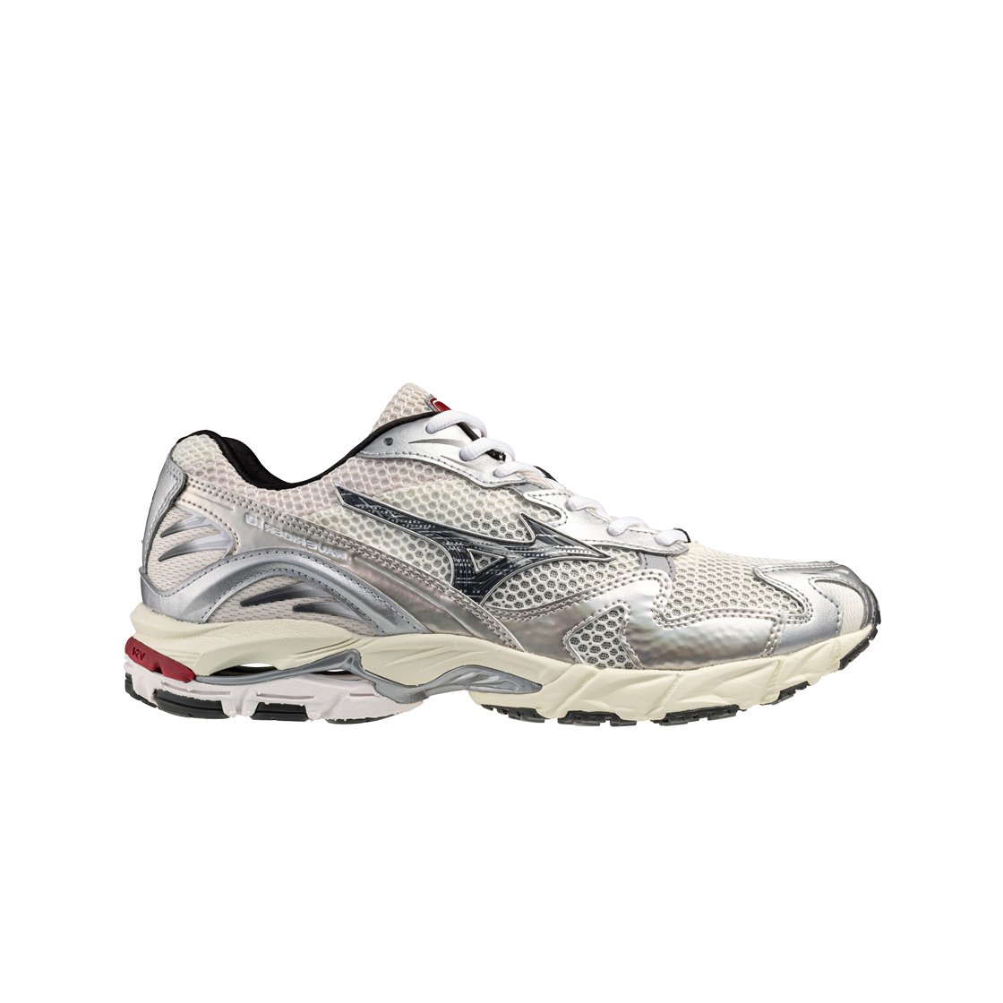 미즈노 웨이브 라이더 10 스노우 화이트 블랙 샌드 리드믹 레드(Mizuno Wave Rider 10 MIZUNO Snow White Black Sand Rythmic Red)