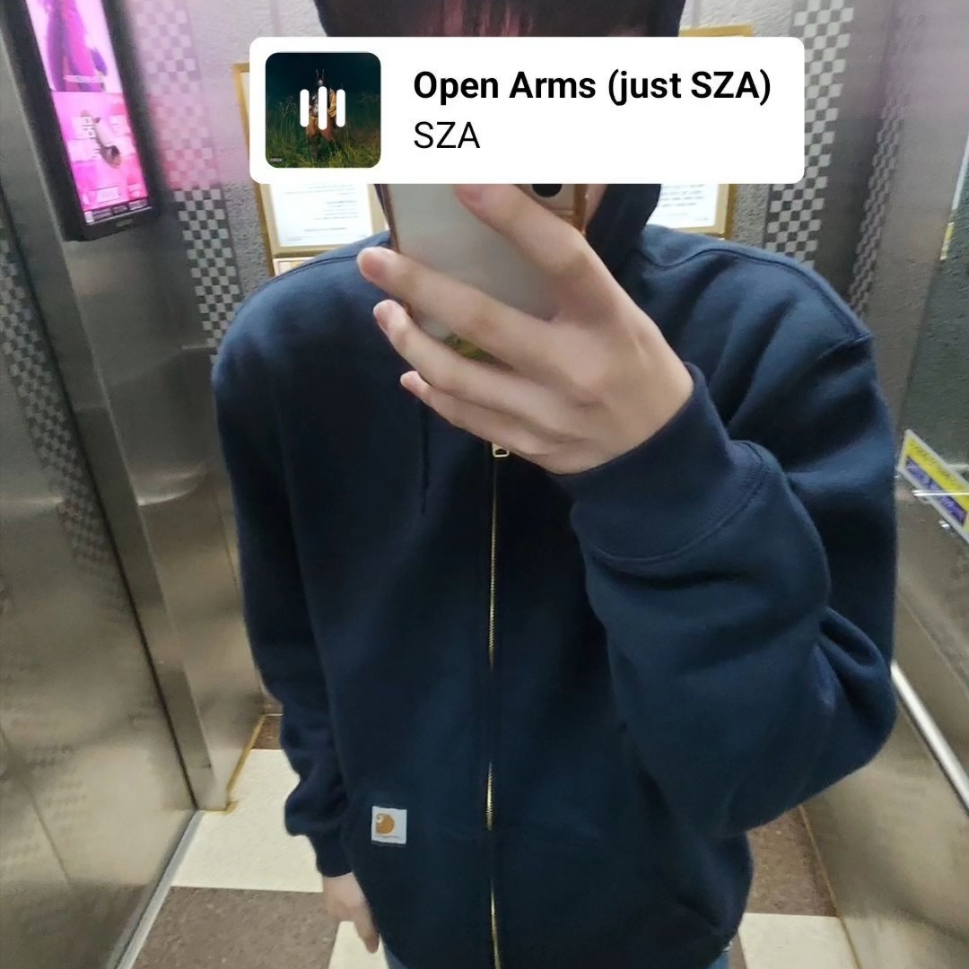 Carhartt Loose Fit Midweight Regular Full Zip Sweatshirt New Navy 착용 스타일