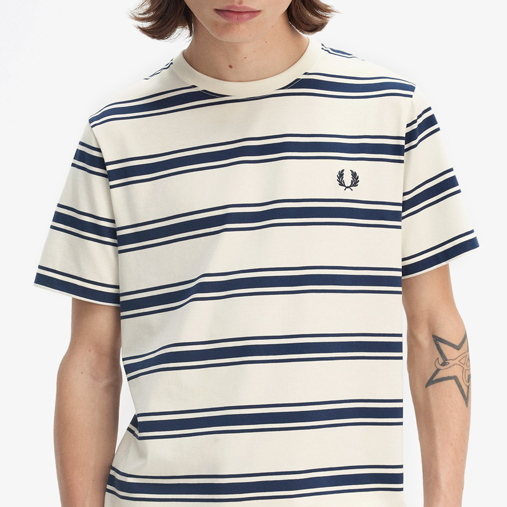 프레드페리 파인 스트라이프 티셔츠 에크루(Fred Perry Fine Stripe T-Shirt Ecru) - 4