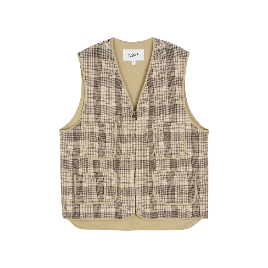 KM5BOTVWR05BR Woolrich Linen Rail Vest Brown - 25SS