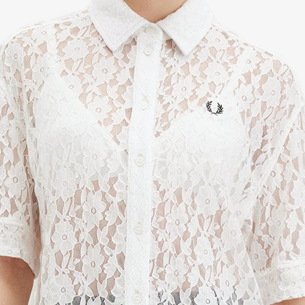 프레드페리 우먼즈 씨스루 레이스 셔츠 스노우 화이트(Fred Perry Womens See-through Lace Shirt Snow White) - 5