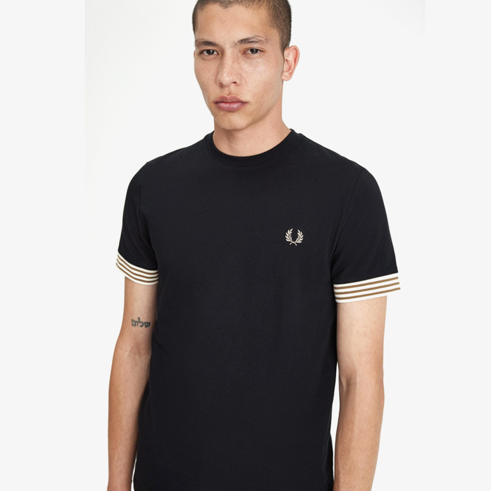 프레드페리 스트라이프 커프 티셔츠 블랙(Fred Perry Striped Cuff T-Shirt Black) - 2