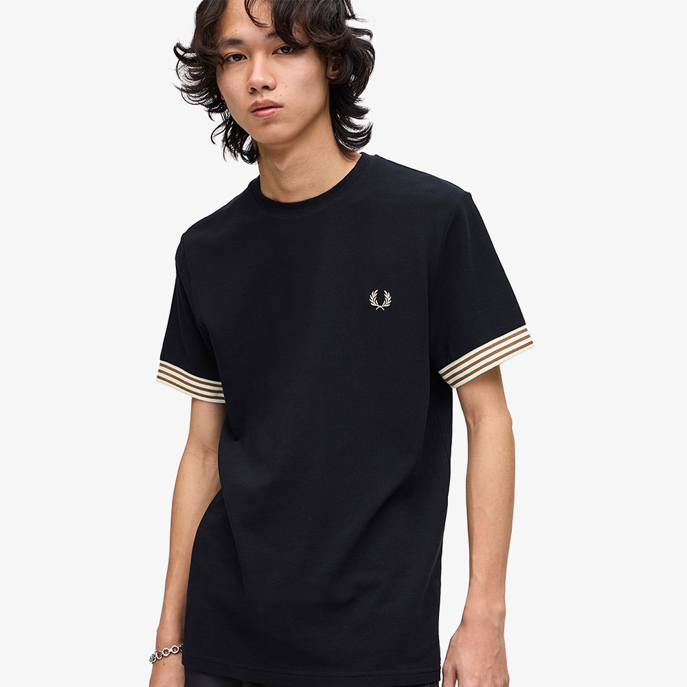 프레드페리 스트라이프 커프 티셔츠 블랙(Fred Perry Striped Cuff T-Shirt Black) - 3