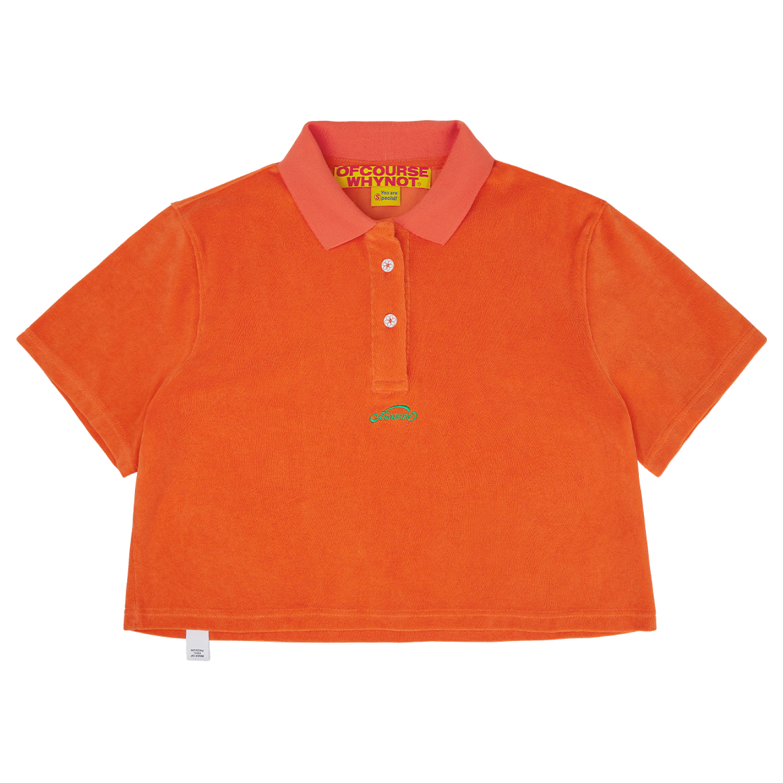 OW42TCF08_O ofcoursewhynot Everyday Holiday Cropped Polo Orange