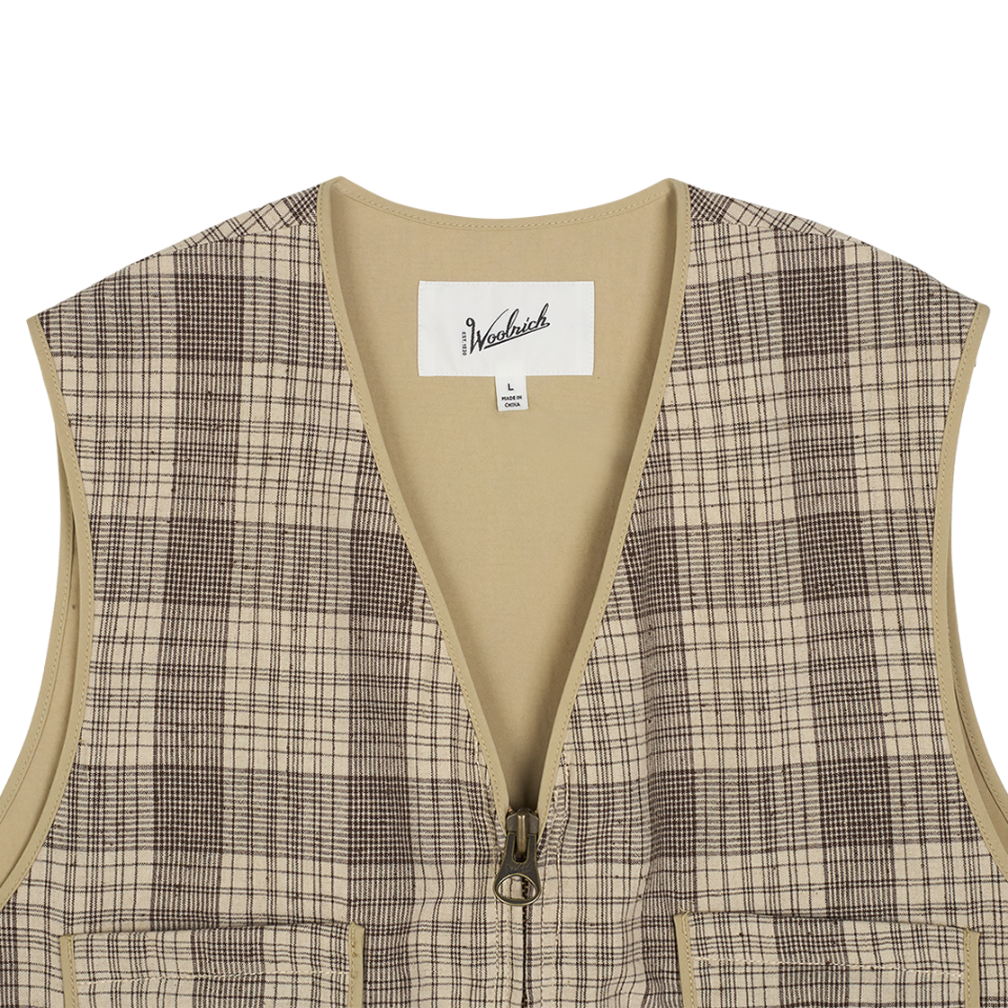 KM5BOTVWR05BR Woolrich Linen Rail Vest Brown - 25SS - #3