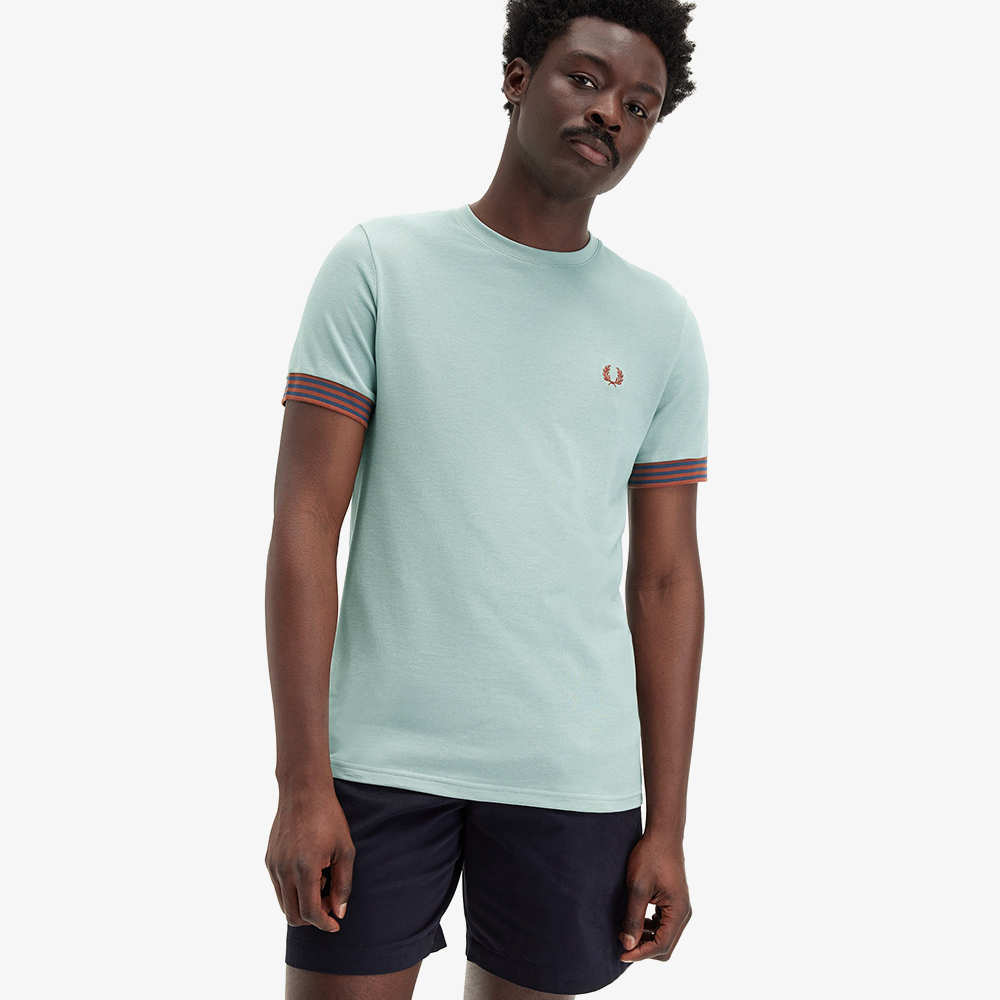 프레드페리 스트라이프 커프 티셔츠 실버 블루(Fred Perry Striped Cuff T-Shirt Silver Blue) - 4