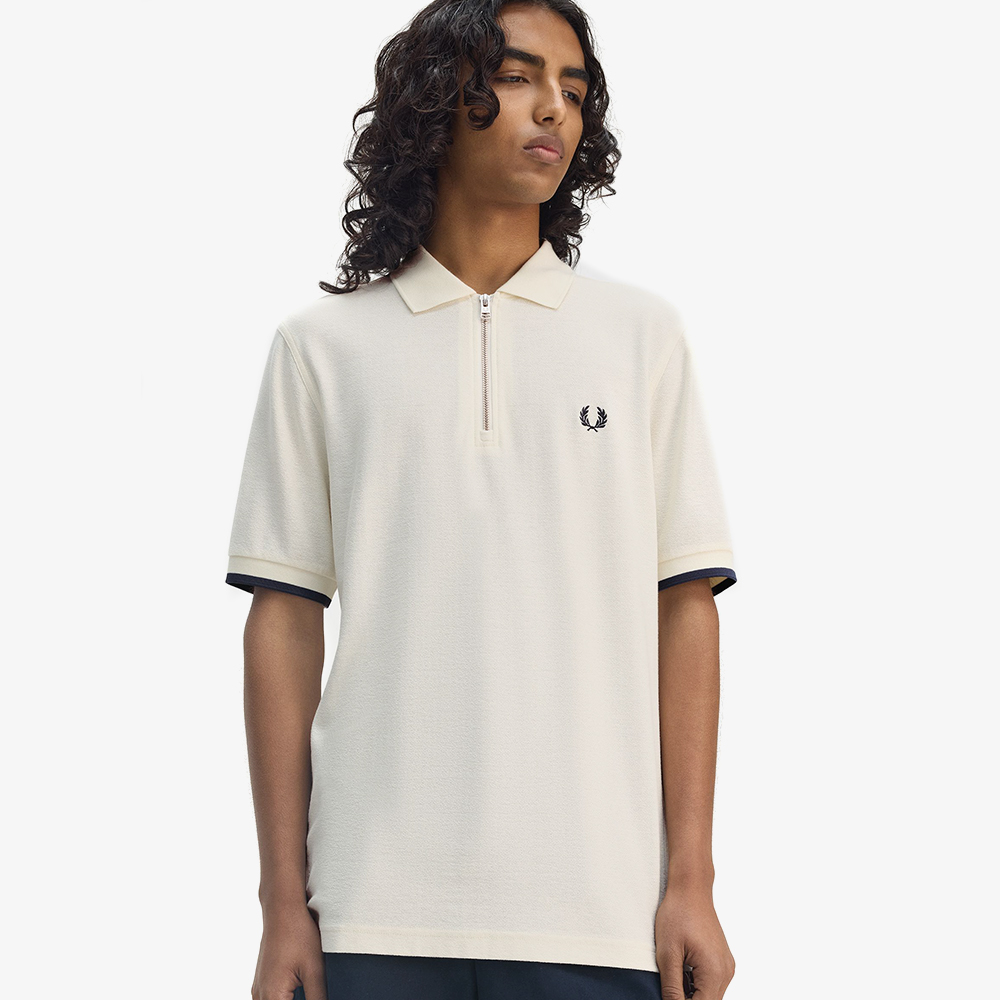 프레드페리 크레이프 피케 집 넥 셔츠 에크루(Fred Perry Crepe Pique Zip Neck Shirt Ecru) - 4