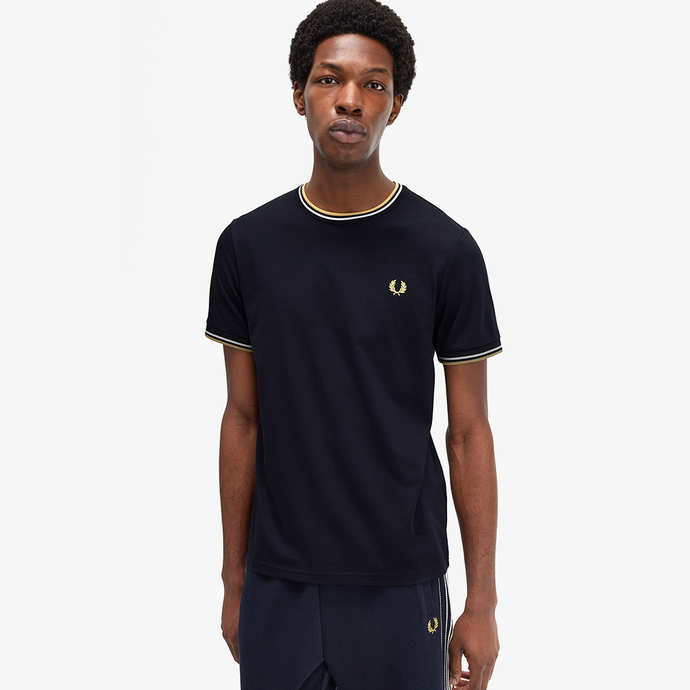 프레드페리 트윈 팁 티셔츠 네이비/에크루/허니콤(Fred Perry Twin Tipped T-Shirt Navy/Ecru/Honeycomb) - 4