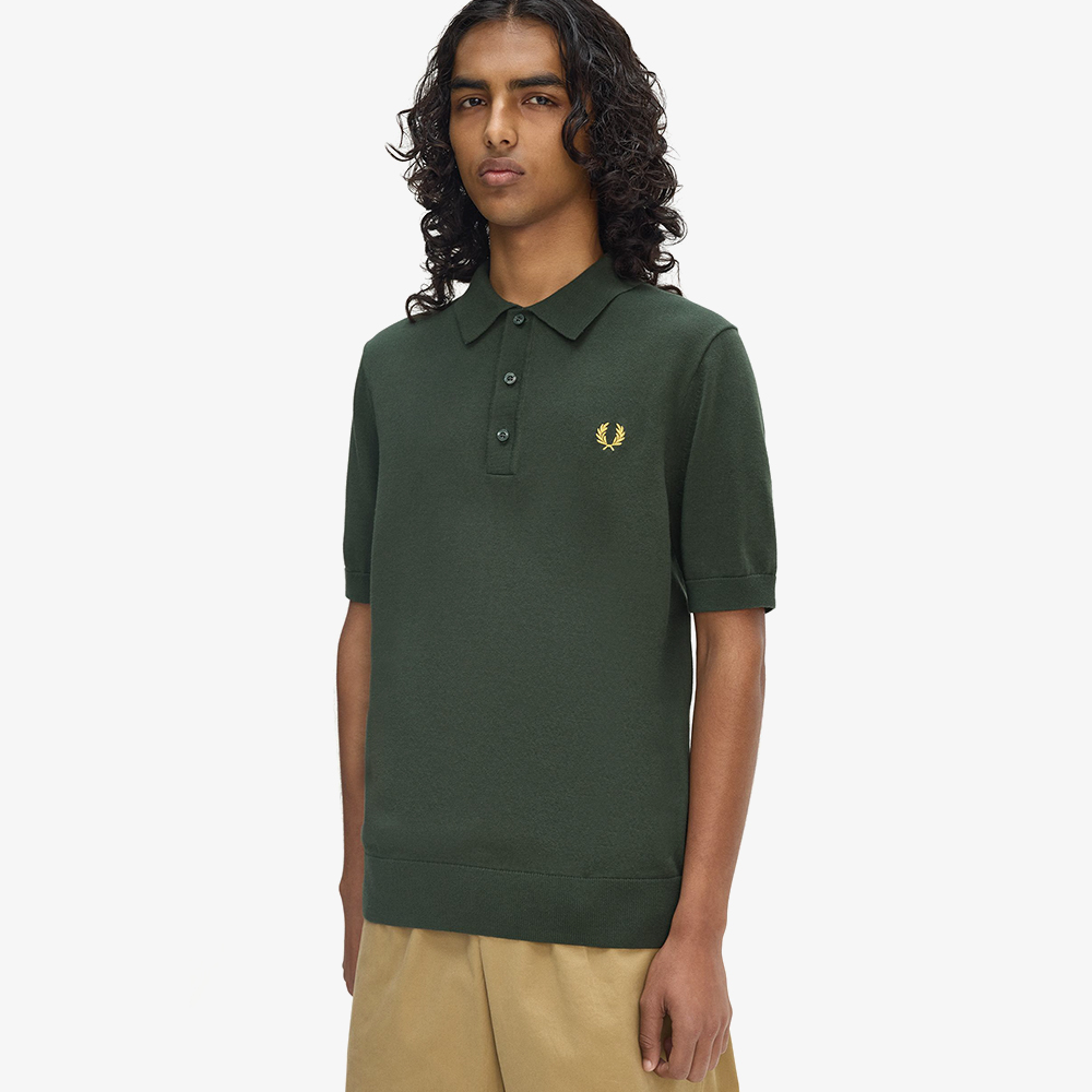 프레드페리 숏 슬리브 코튼 니트 셔츠 코트 그린(Fred Perry Cotton Knitted Shirt Court Green) - 4