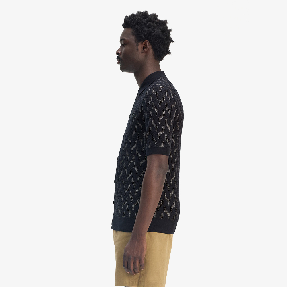 프레드페리 포인텔 케이블 니트 셔츠 블랙(Fred Perry Pointelle Cable Knitted Shirt Black) - 3