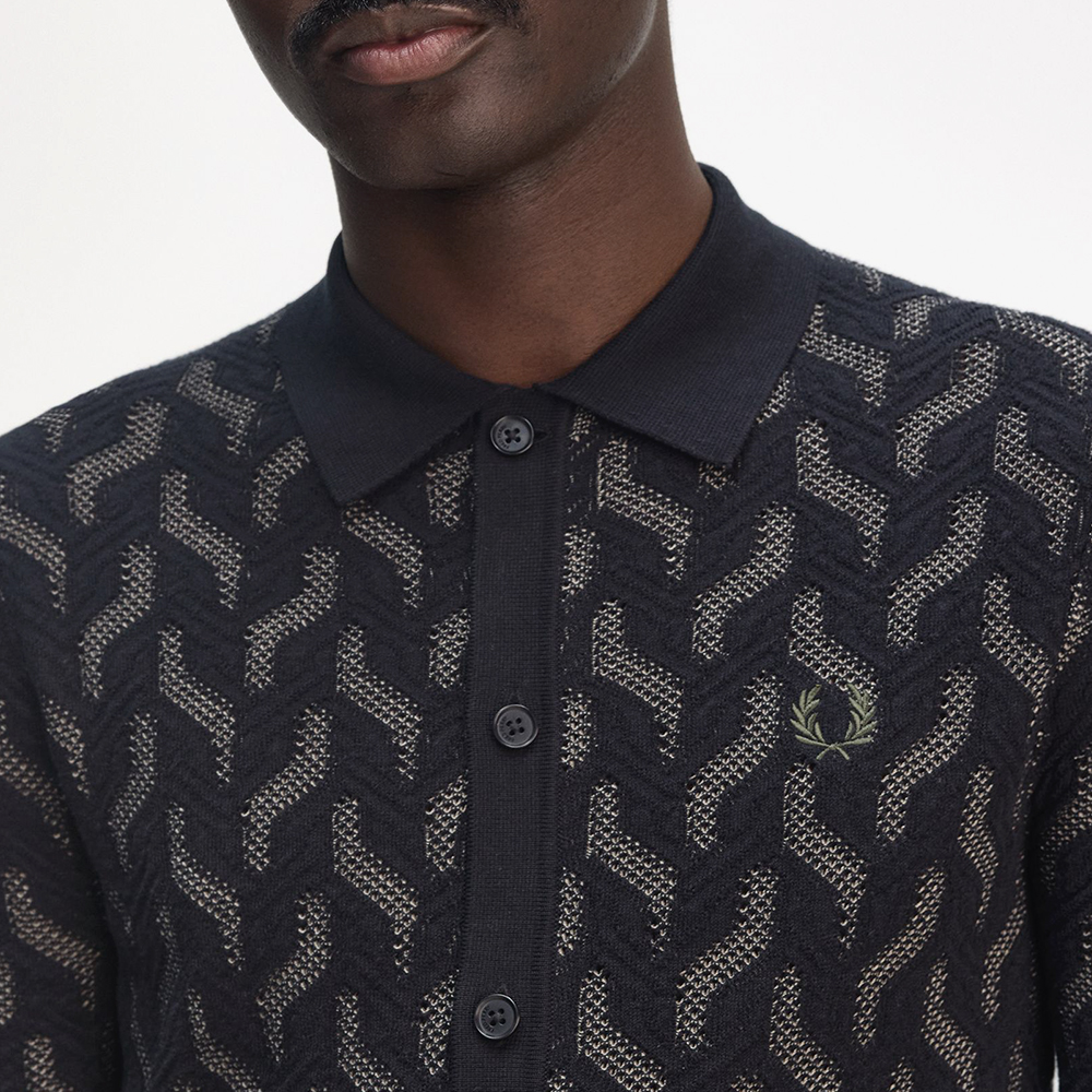 프레드페리 포인텔 케이블 니트 셔츠 블랙(Fred Perry Pointelle Cable Knitted Shirt Black) - 5