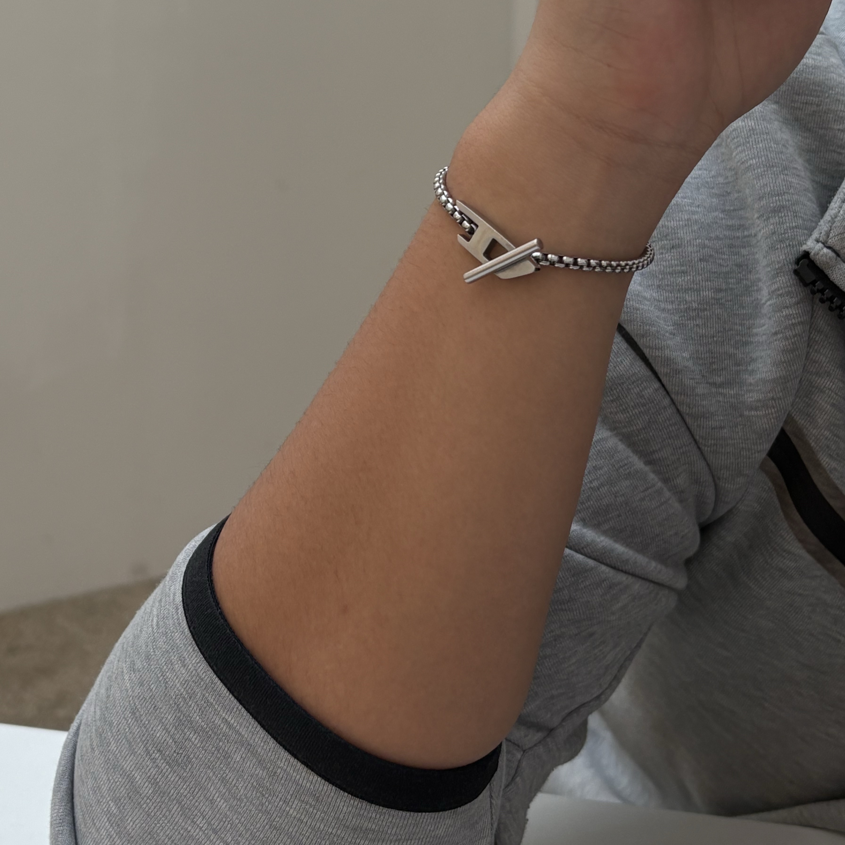 Diesel Dx1476 Stainless Steel Chain Bracelet Silver 착용 스타일