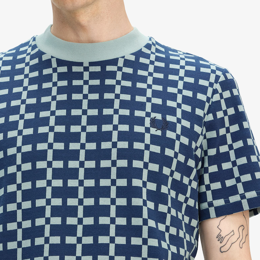 프레드페리 지오메트릭 자카드 티셔츠 실버 블루(Fred Perry Geometric Jacquard T-Shirt Silver Blue) - 5