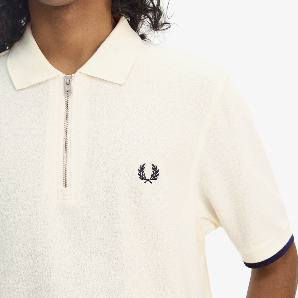 프레드페리 크레이프 피케 집 넥 셔츠 에크루(Fred Perry Crepe Pique Zip Neck Shirt Ecru) - 5