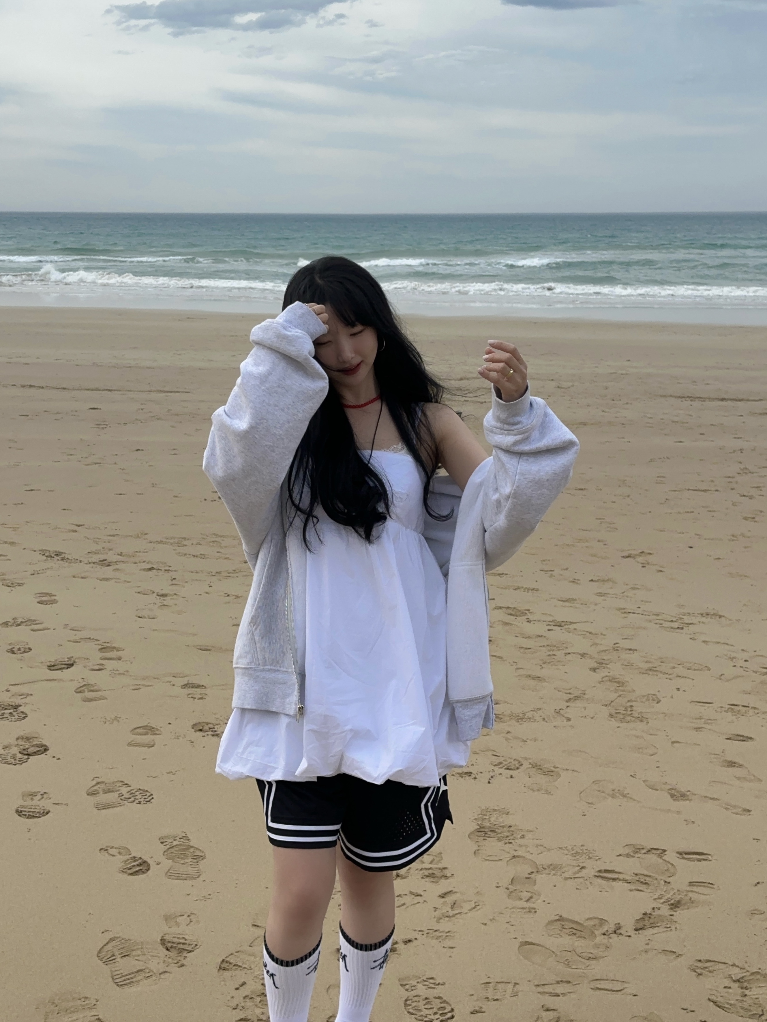 Stussy Basic Stussy Zip Hoodie Ash Heather, Jordan Dri-Fit Sport Diamond Shorts Black - Asia 착용 스타일 - 4