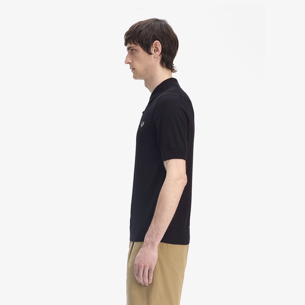 프레드페리 숏 슬리브 코튼 니트 셔츠 블랙(Fred Perry Cotton Knitted Shirt Black) - 3