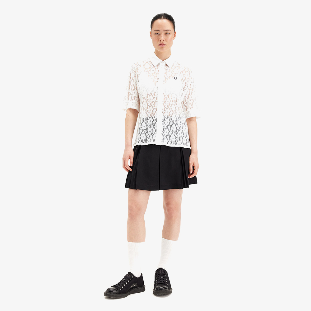 프레드페리 우먼즈 씨스루 레이스 셔츠 스노우 화이트(Fred Perry Womens See-through Lace Shirt Snow White) - 4