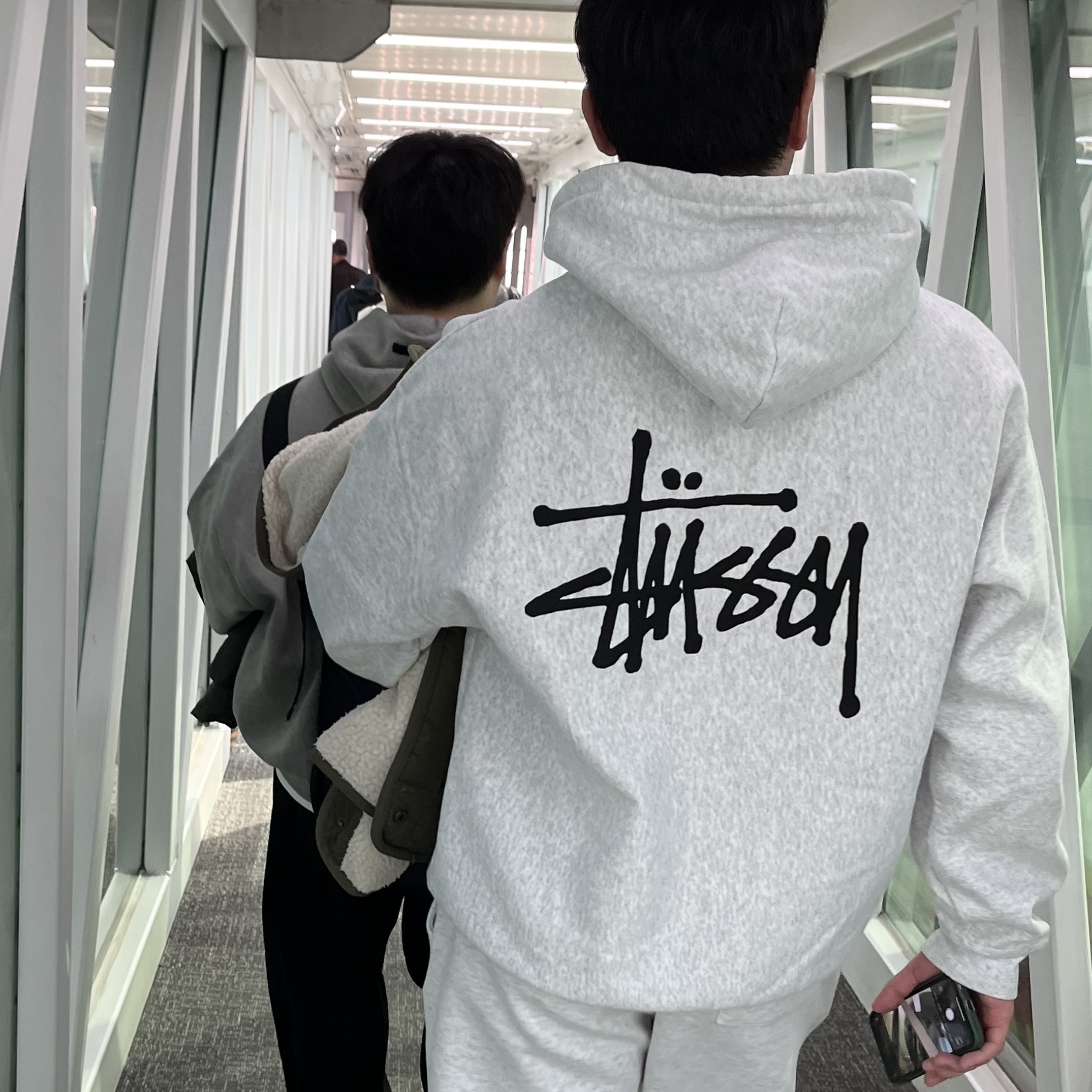 Stussy Basic Stussy Hoodie Ash Heather 착용 스타일 - 1