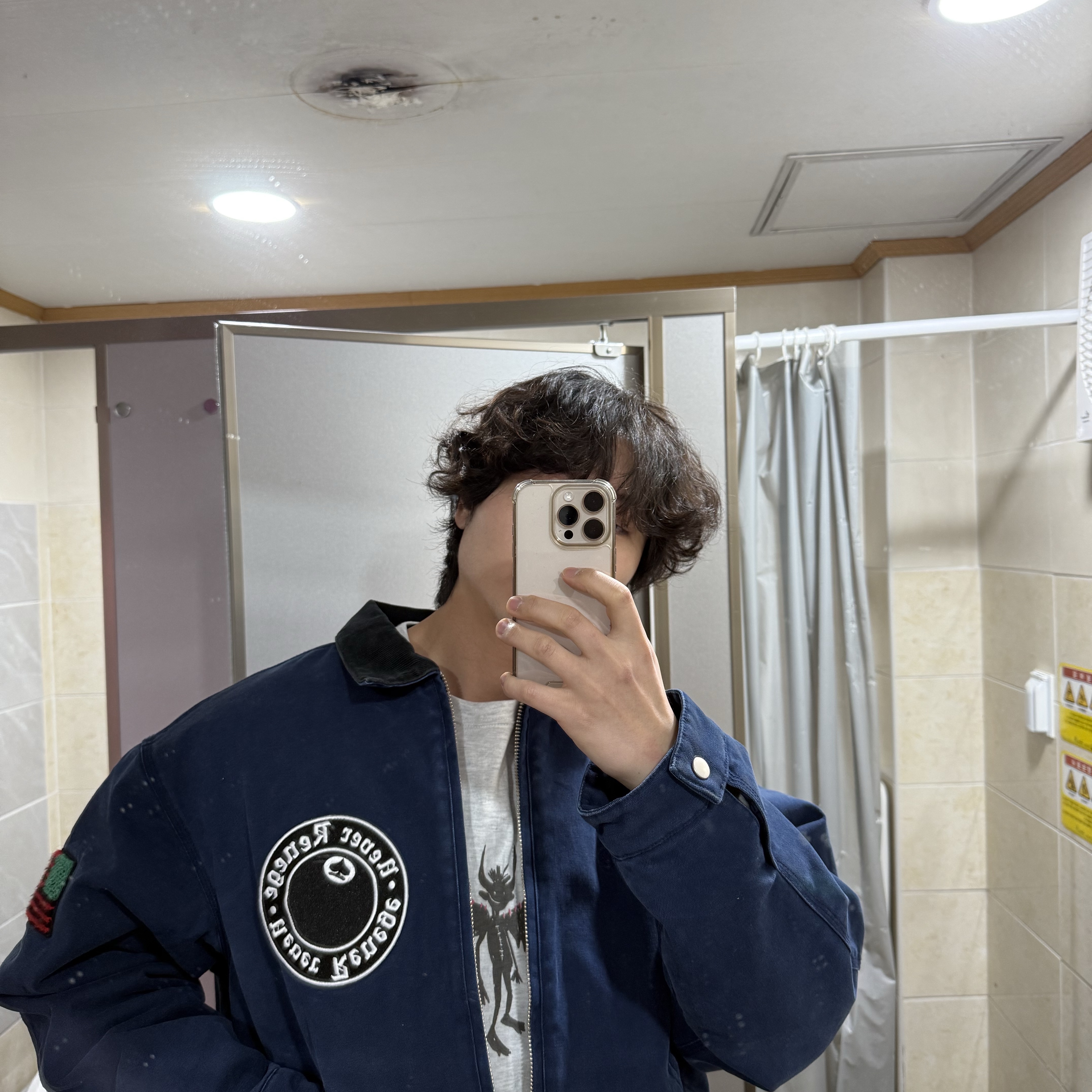 Stussy x Denim Tears Canvas Jacket Blue 착용 스타일