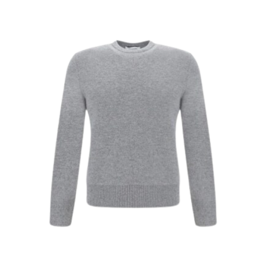 Thom Browne Merino Wool Washed Pique Pullover Light Grey