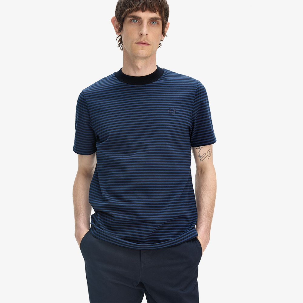 프레드페리 파인 스트라이프 티셔츠 네이비/테니스 블루(Fred Perry Fine Stripe T-Shirt Navy/Tennis Blue) - 4