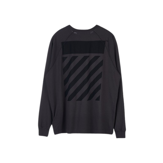 Off-White Diag Stripe Raglan Long Sleeve T-Shirt Dark Grey
