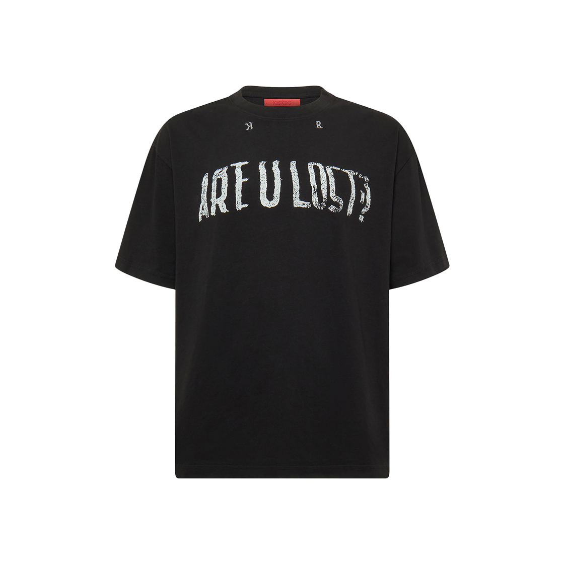 KM5BTSSKK04BK Kusikohc Quote Printed T-Shirt Black - 25SS