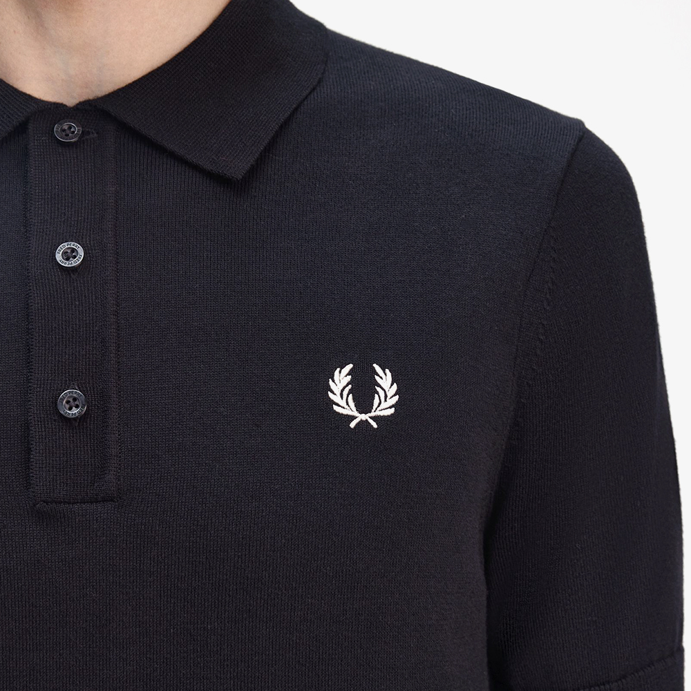 프레드페리 숏 슬리브 코튼 니트 셔츠 블랙(Fred Perry Cotton Knitted Shirt Black) - 5